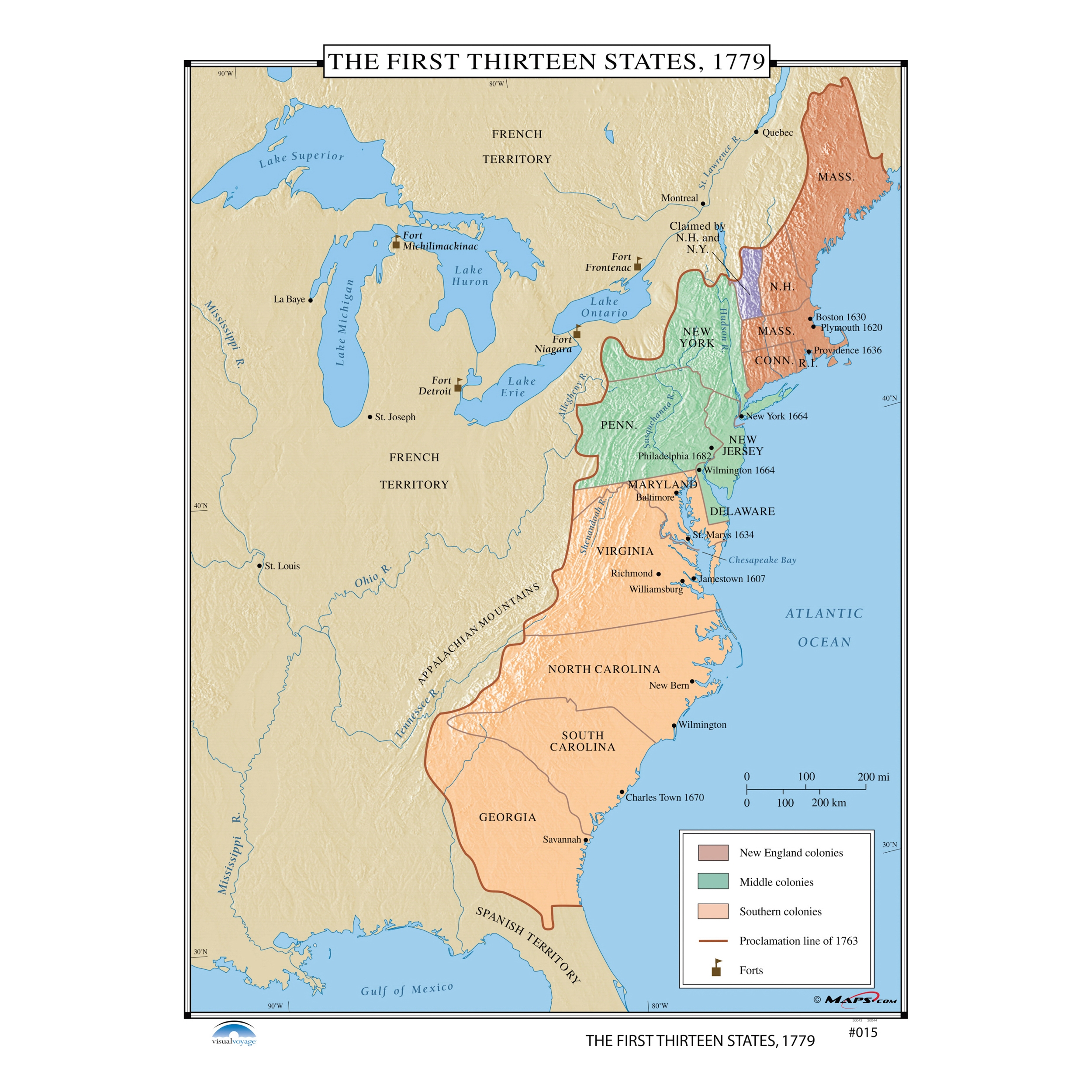 13 Original Colonies Printable Map
