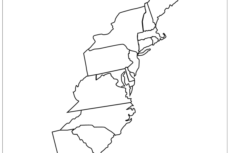 13 Colonies Map Blank Printable