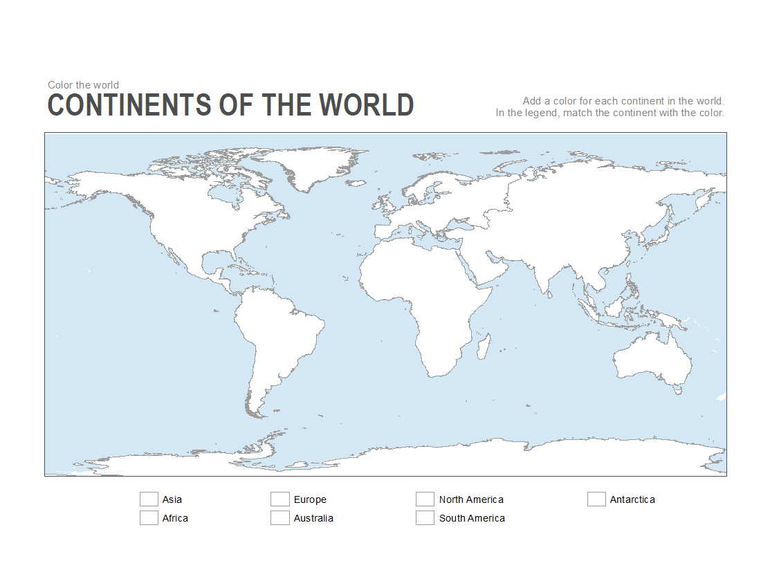 Continents Map Blank Printable Free