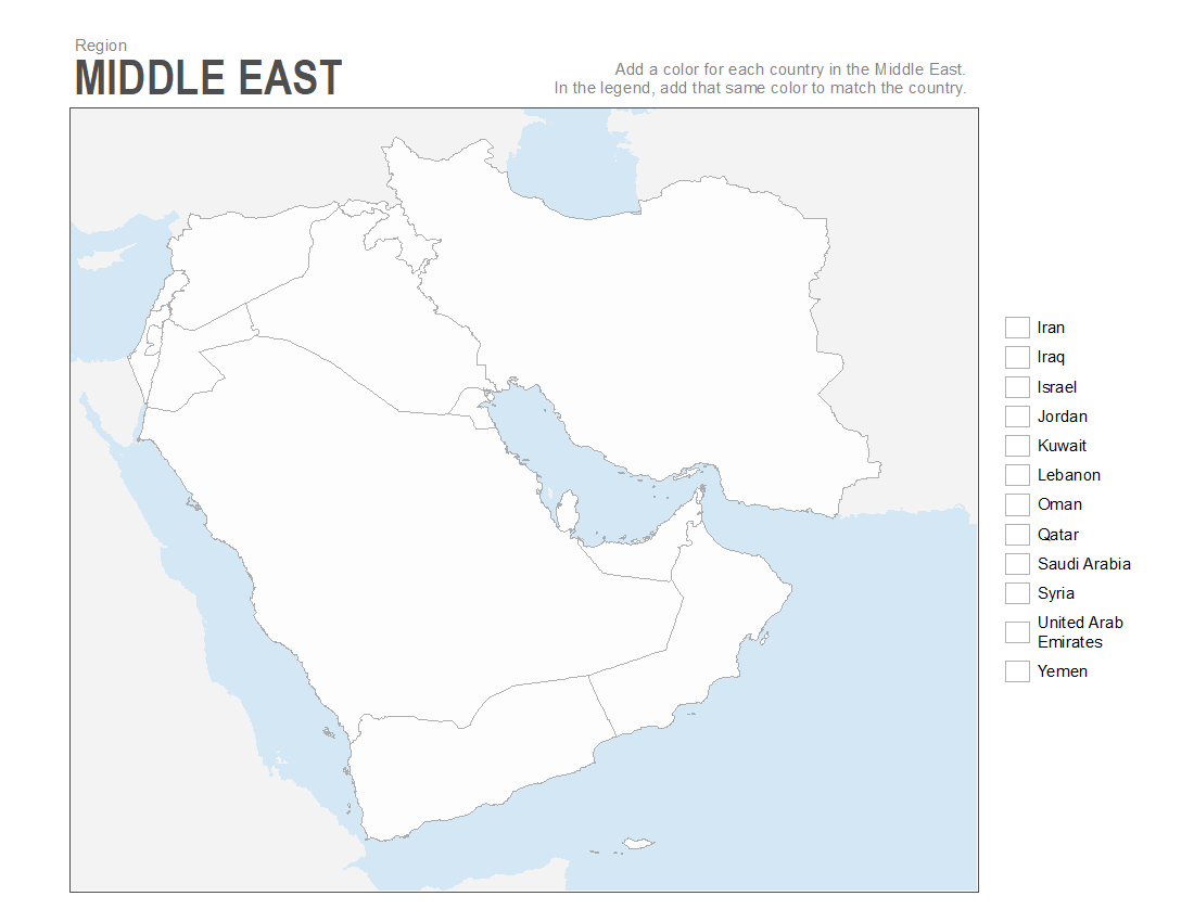 Printable Map Of Middle East