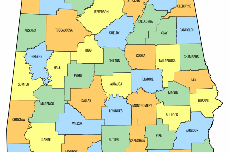 Alabama Counties Map Printable
