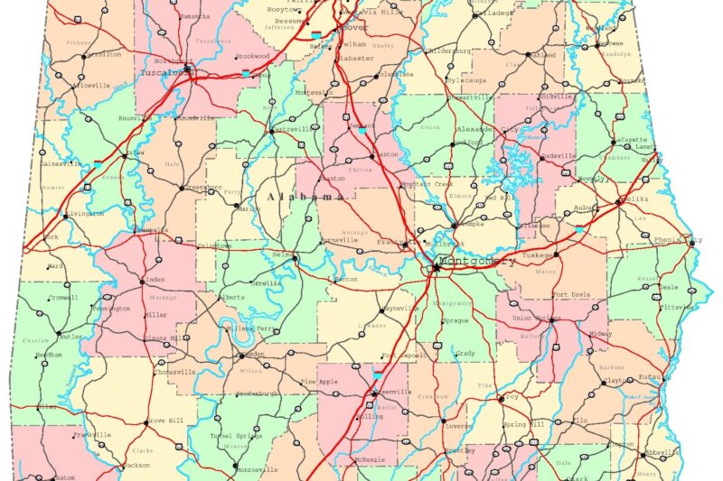 Printable Map Of Alabama