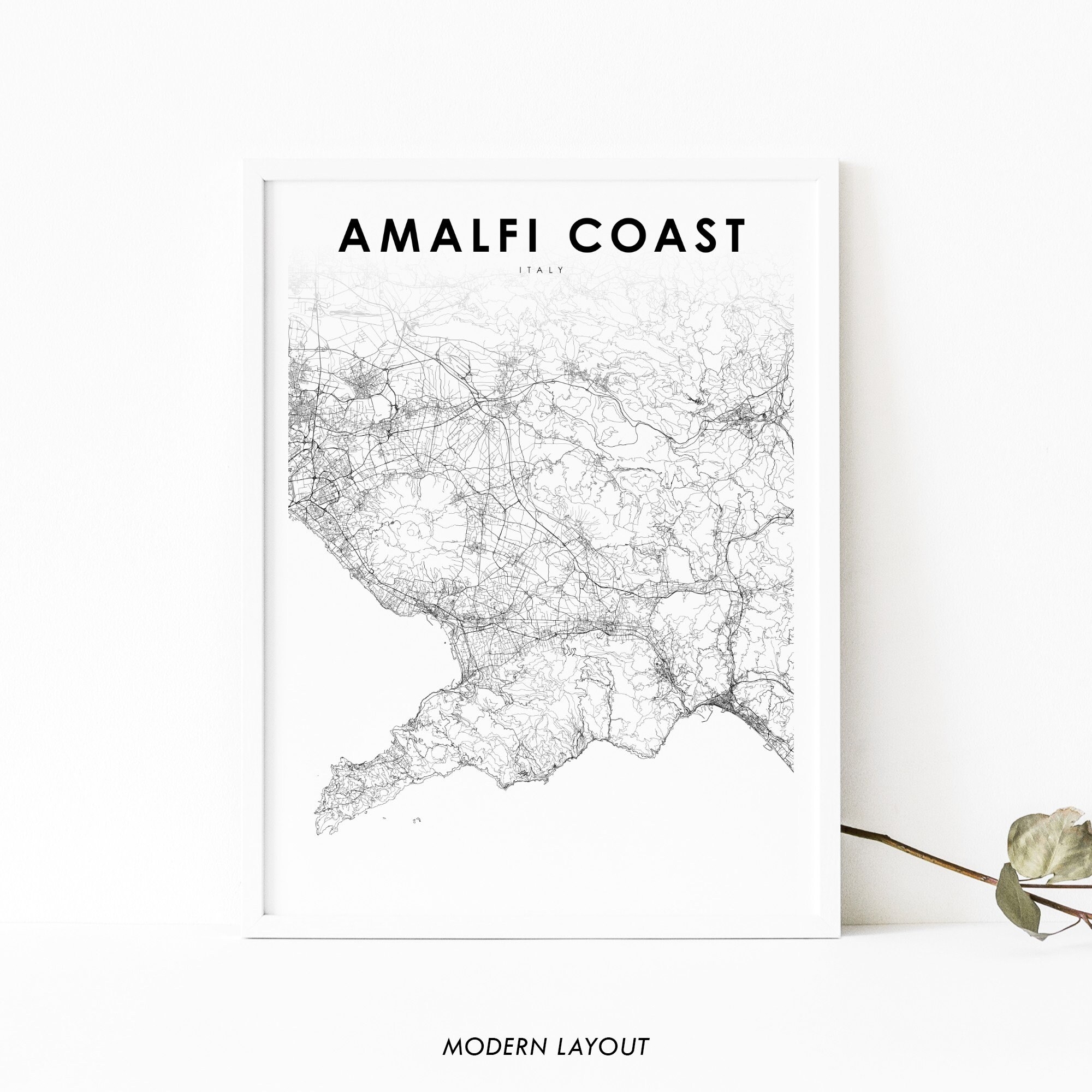 Amalfi Coast Italy Map Print Amalfitana Italia Map Art Poster 