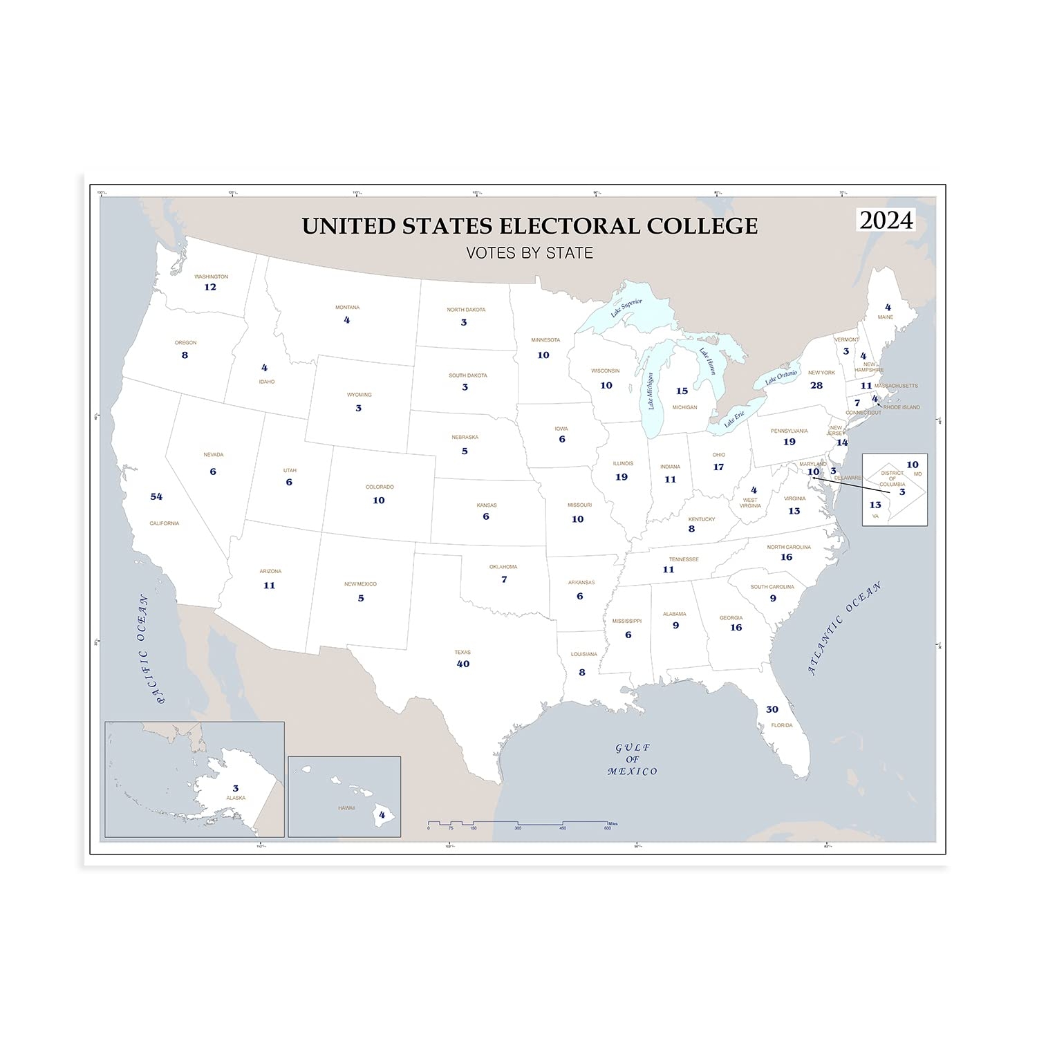 Amazon HISTORIX 2024 Electoral Map United States By State Map 24 X 30 Inch Presidential Election College Votes Poster Posters U0026 Prints