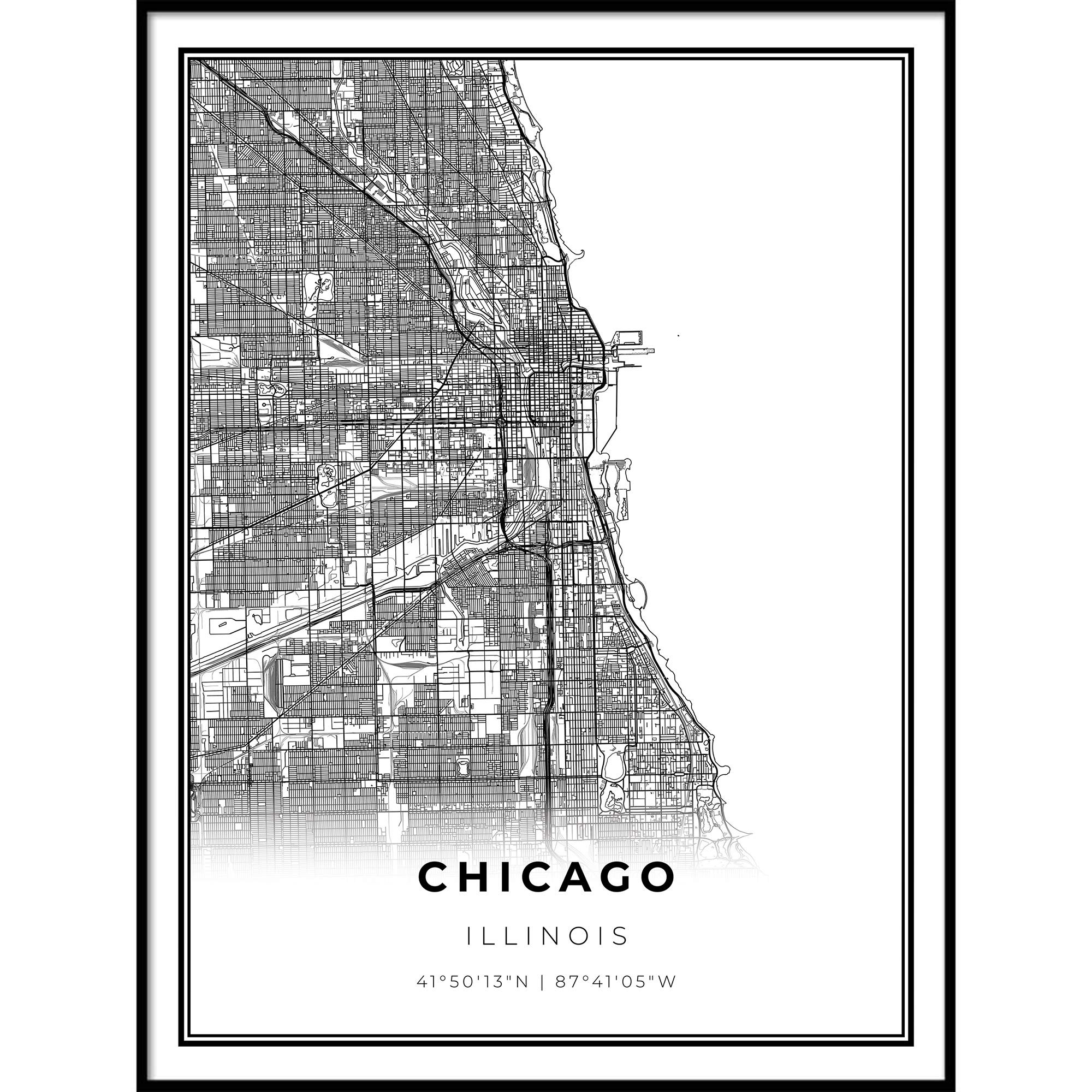 Amazon Skanndi Chicago Map Print Illinois IL USA Map Art Poster Modern Wall Art Street Map Artwork 24x36 Posters U0026 Prints