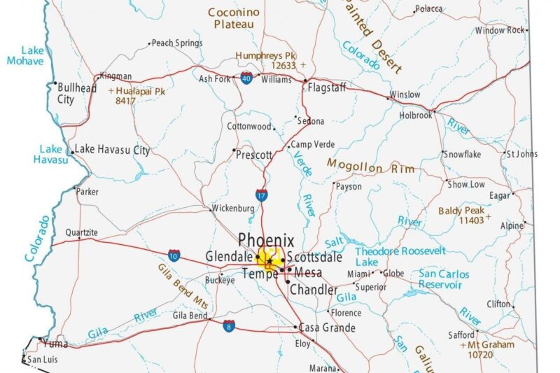 Arizona Printable Map