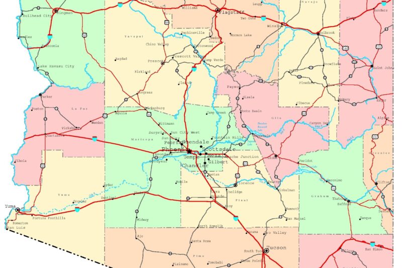 Free Printable Map Of Arizona