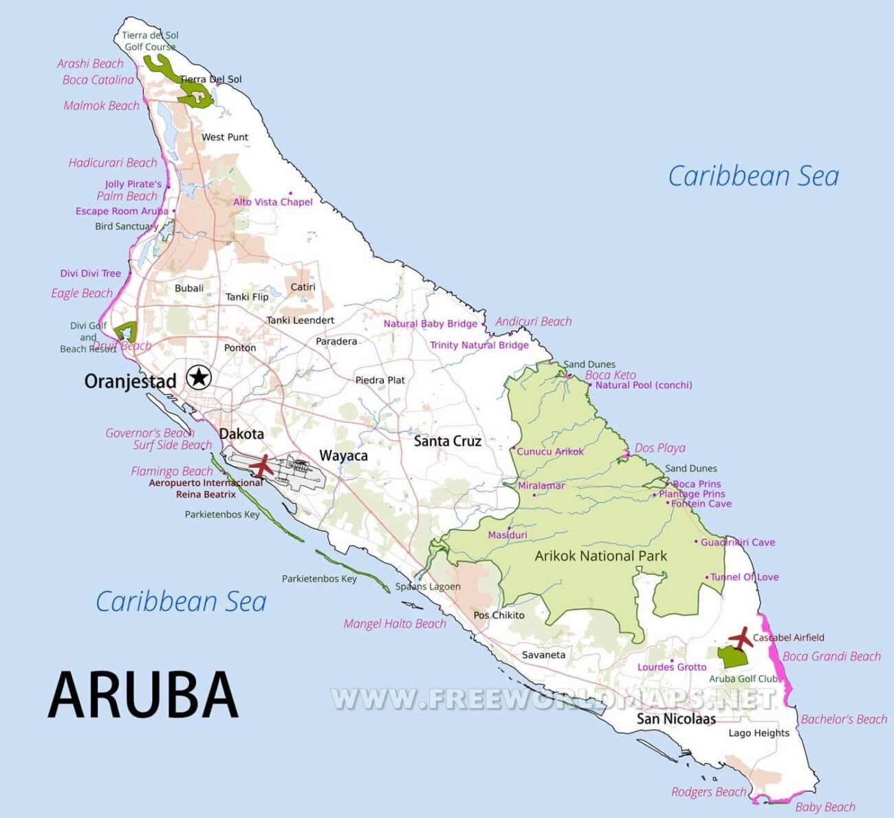 Aruba Road Maps Detailed Travel Tourist Driving Worksheets Library