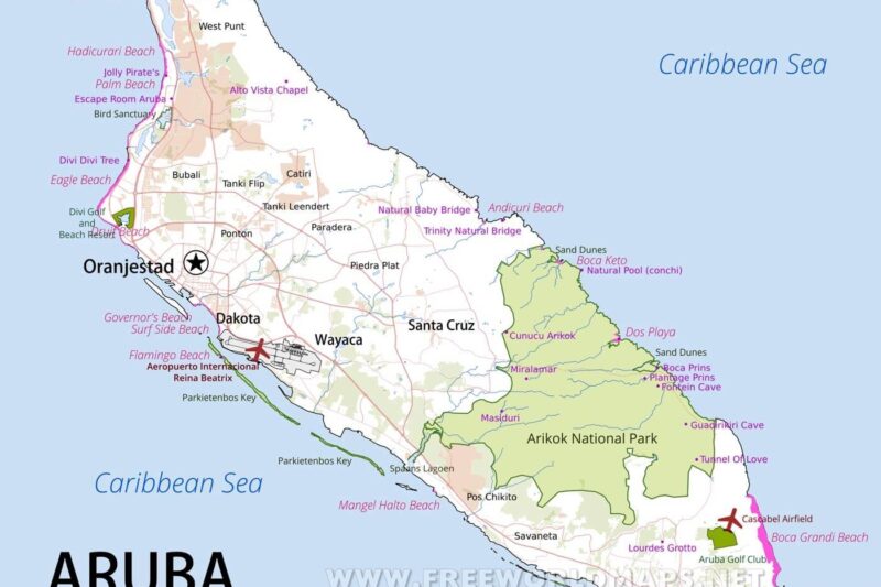 Printable Map Of Aruba