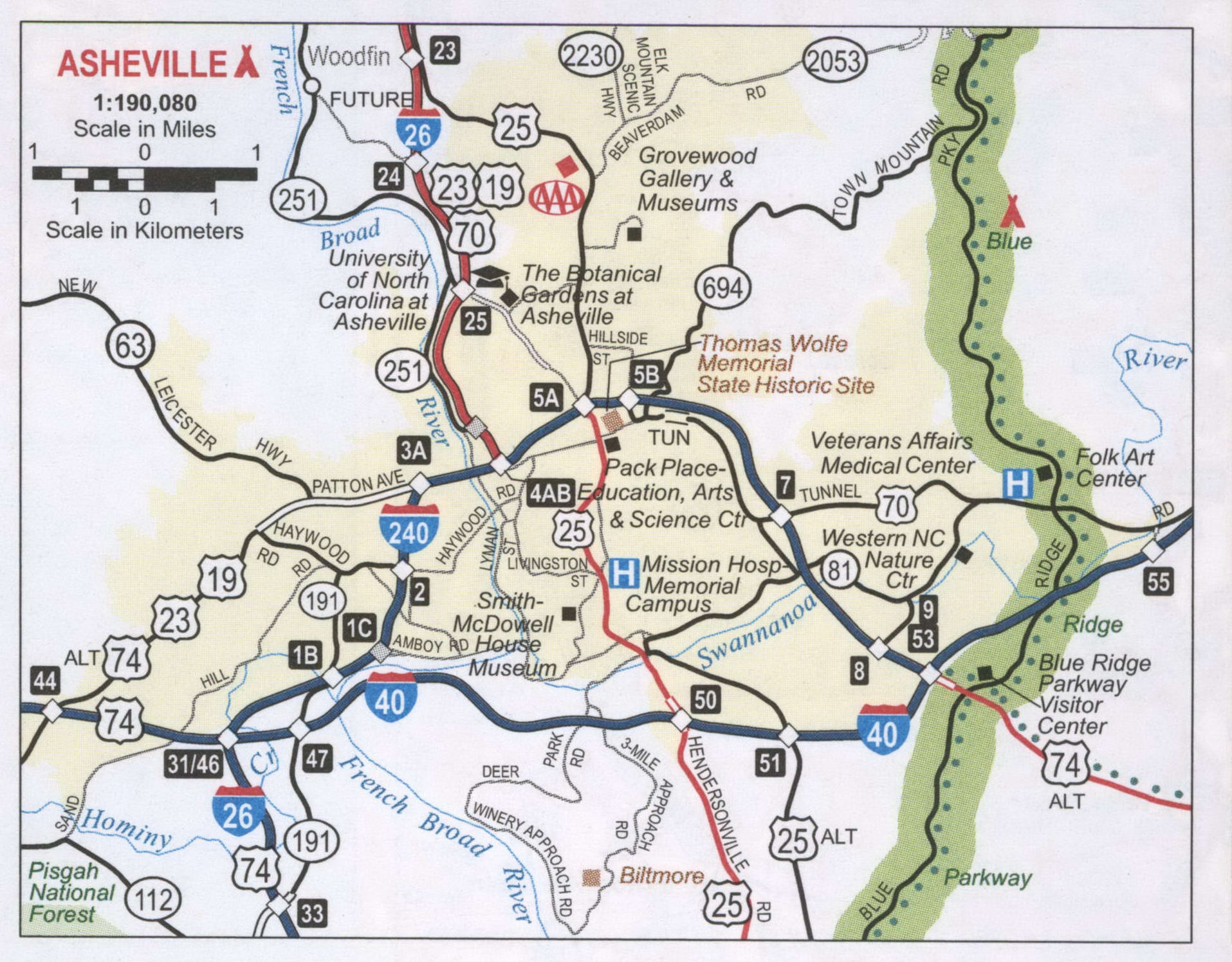 Printable Map Of Asheville Nc