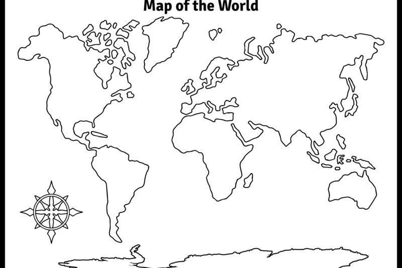 Printable World Map Black And White