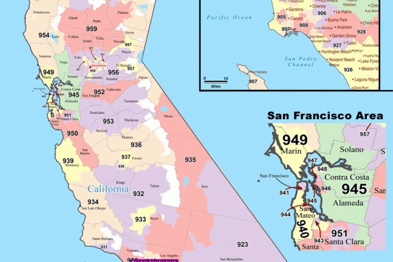 Printable California Zip Code Map