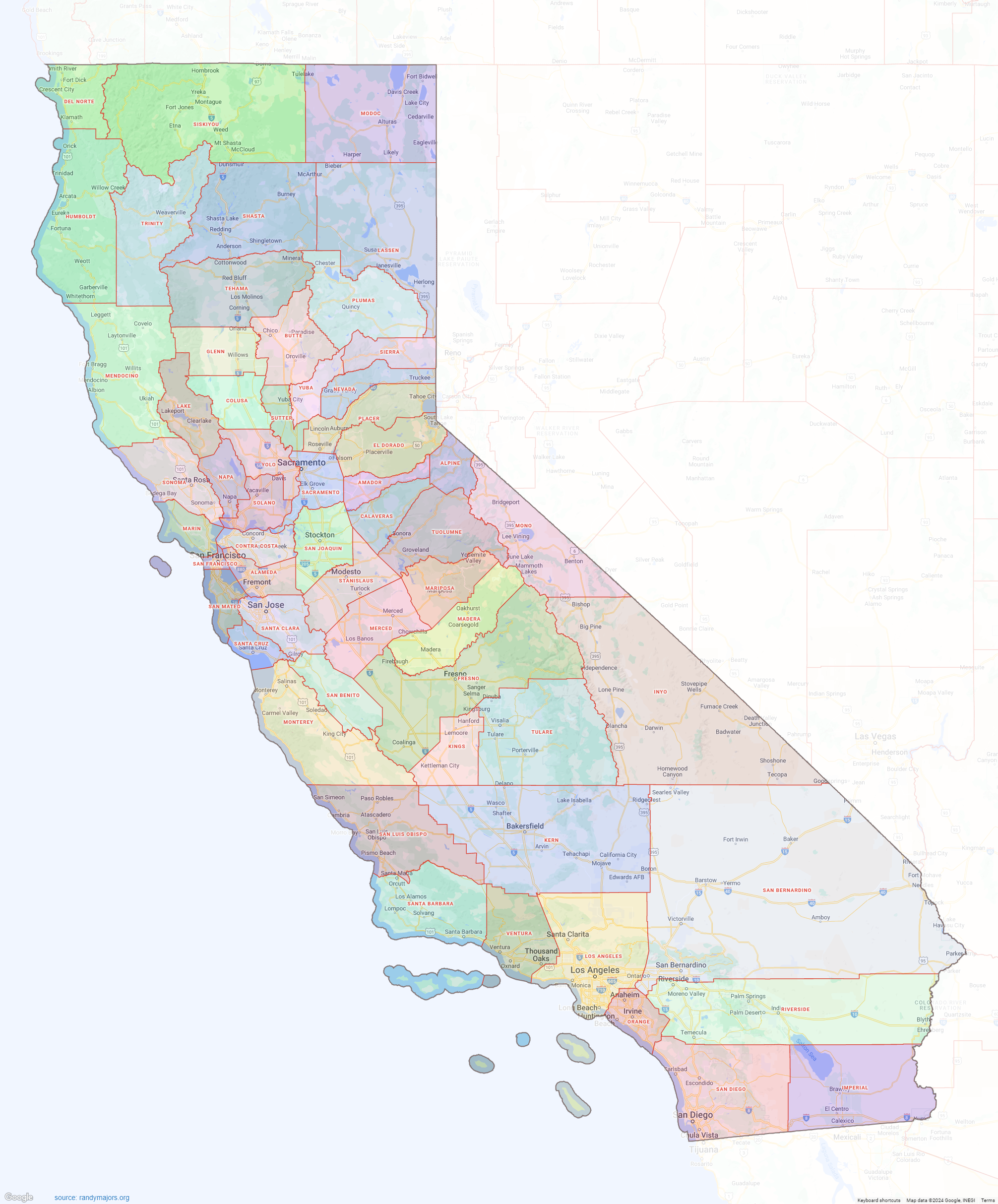 Printable Map Of California Cities