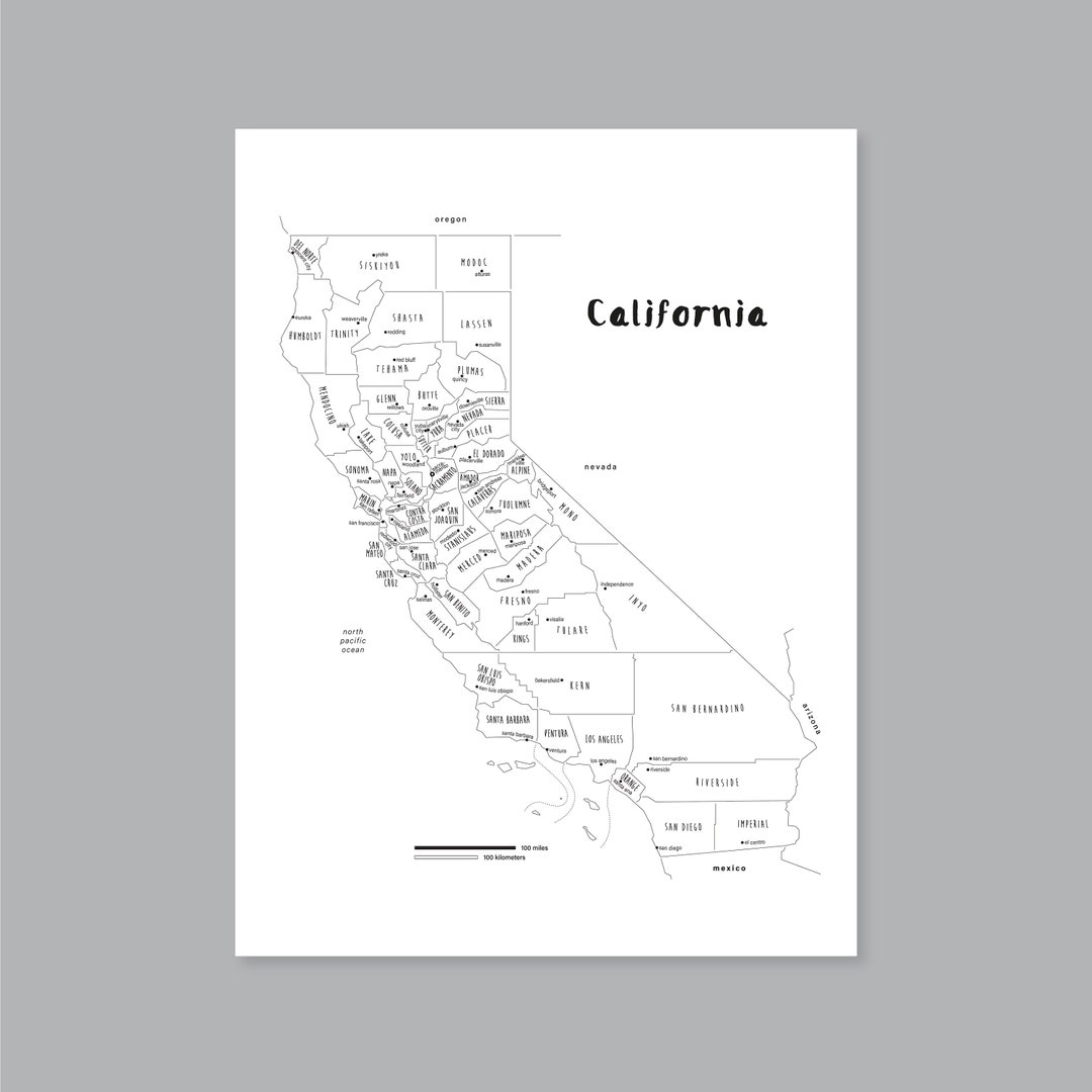 Printable California County Map