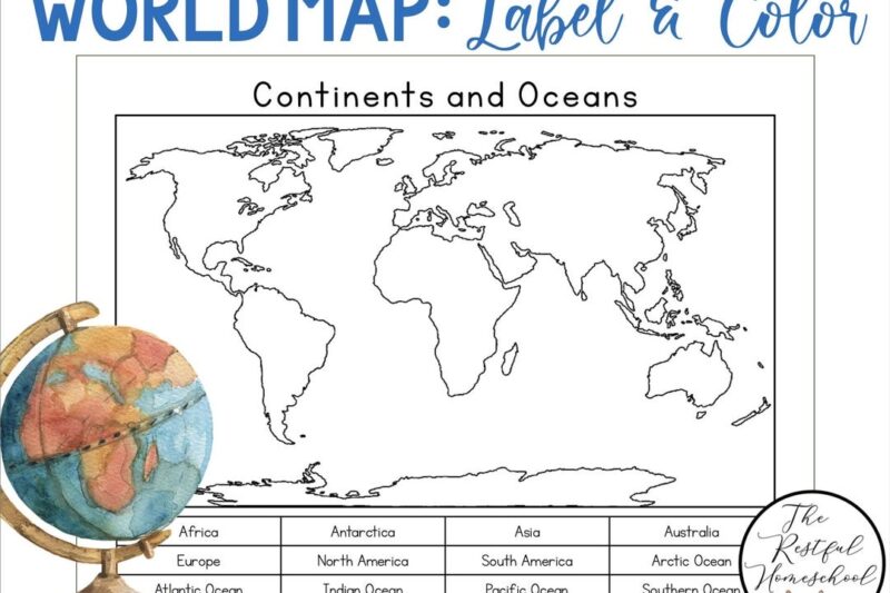 Printable Map Of Oceans And Continents