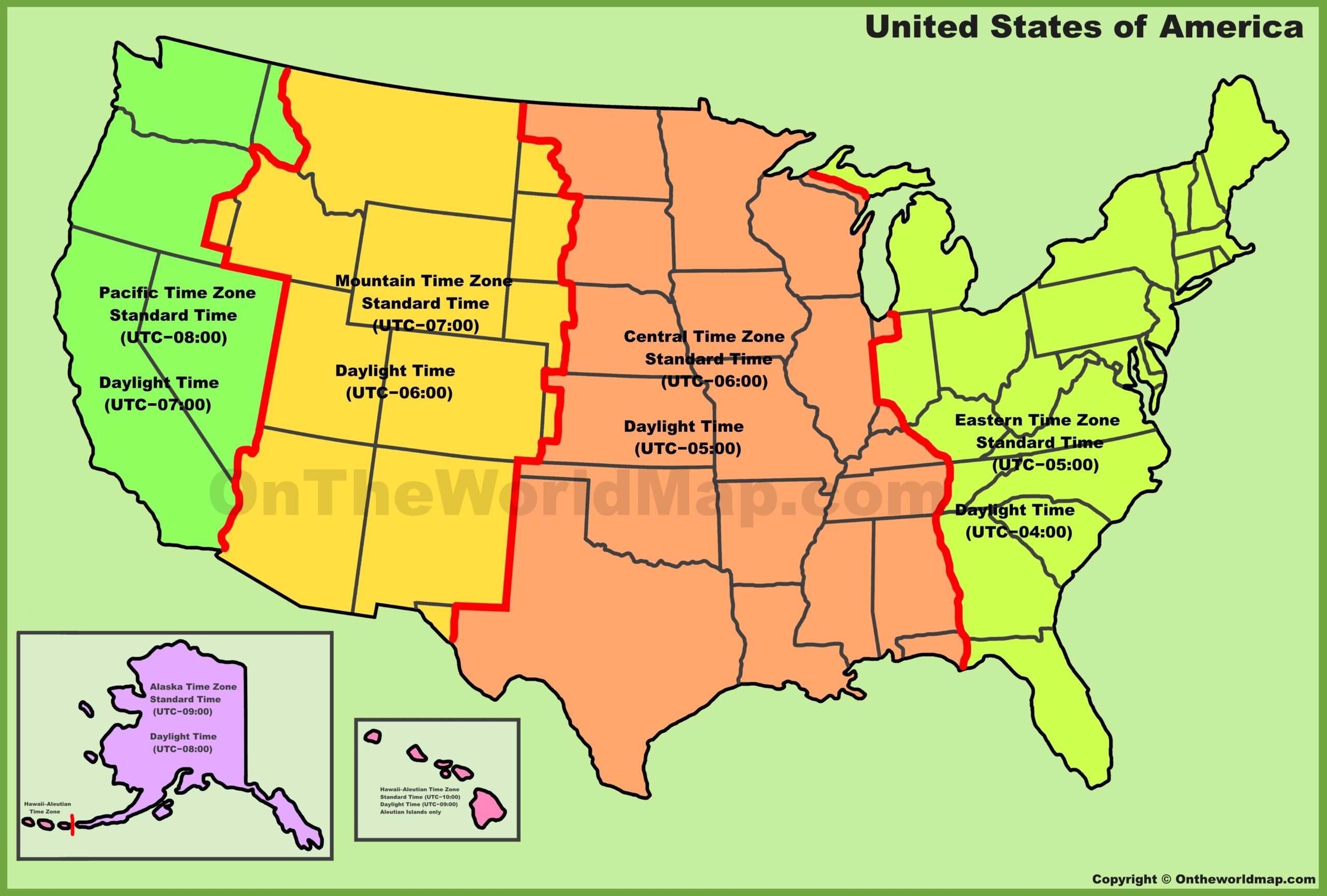 Printable Time Zone Map United States