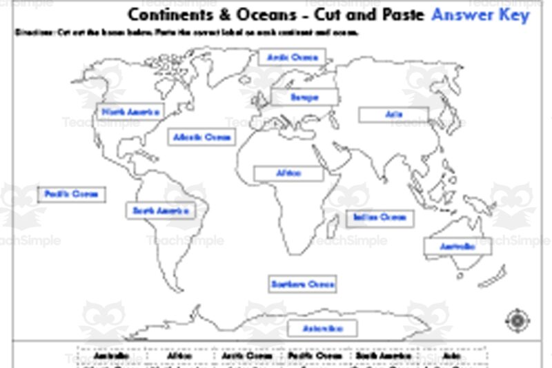 Continents And Oceans Blank Map Printable