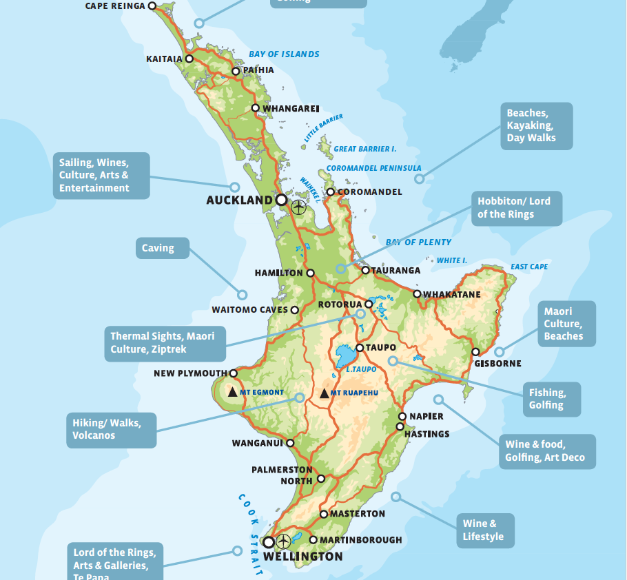 Printable Map New Zealand