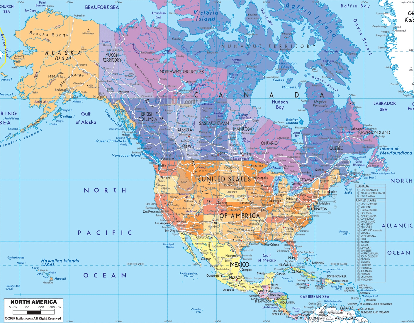 Map Of North America Printable Free