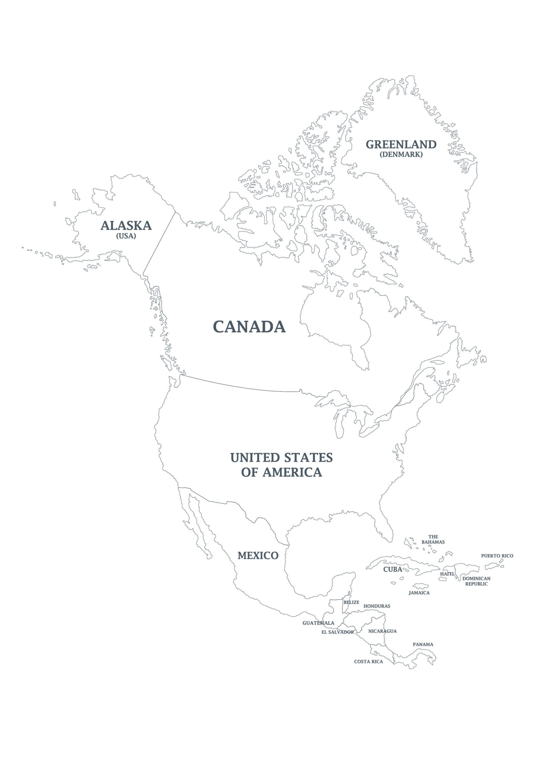 Printable Map Of The North America