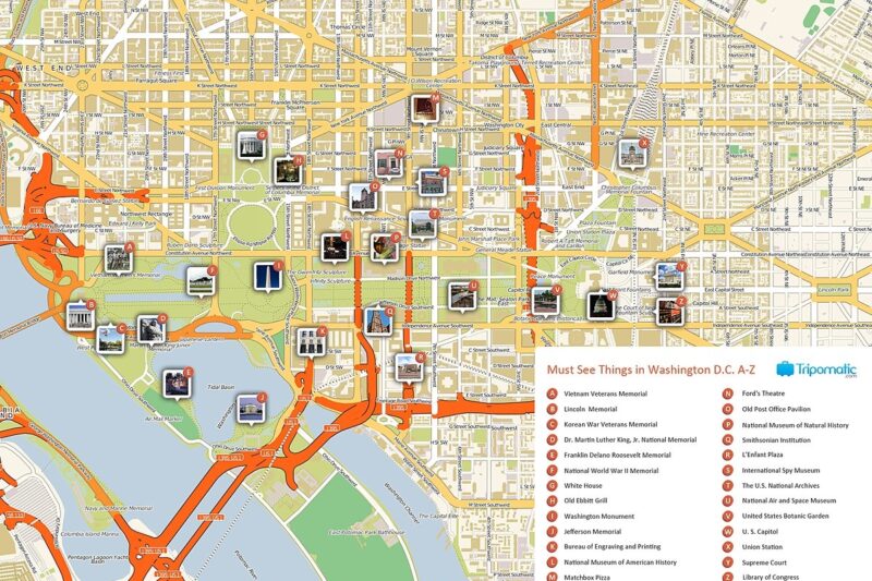 Printable Map Of Washington Dc Attractions