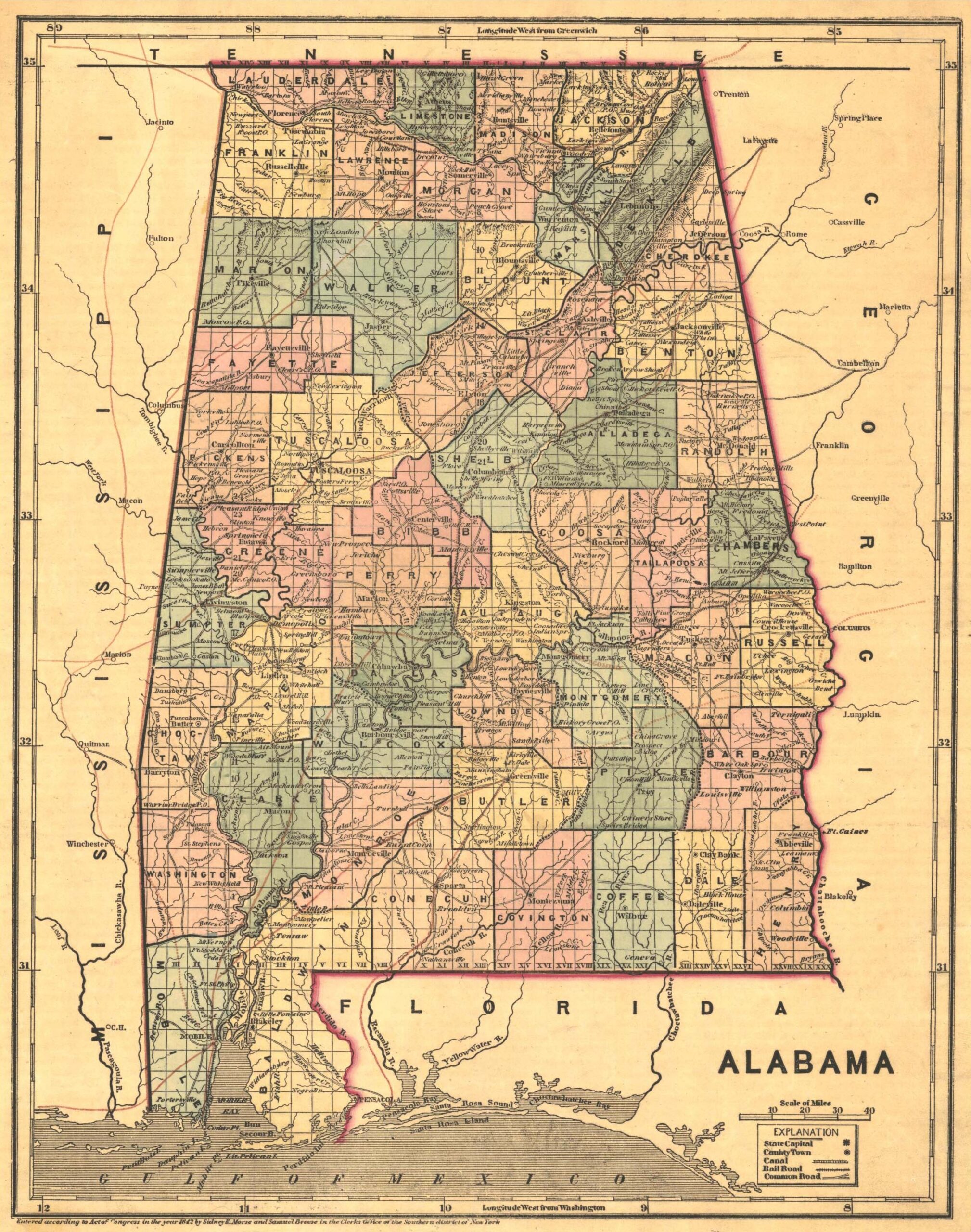Printable Map Of Alabama