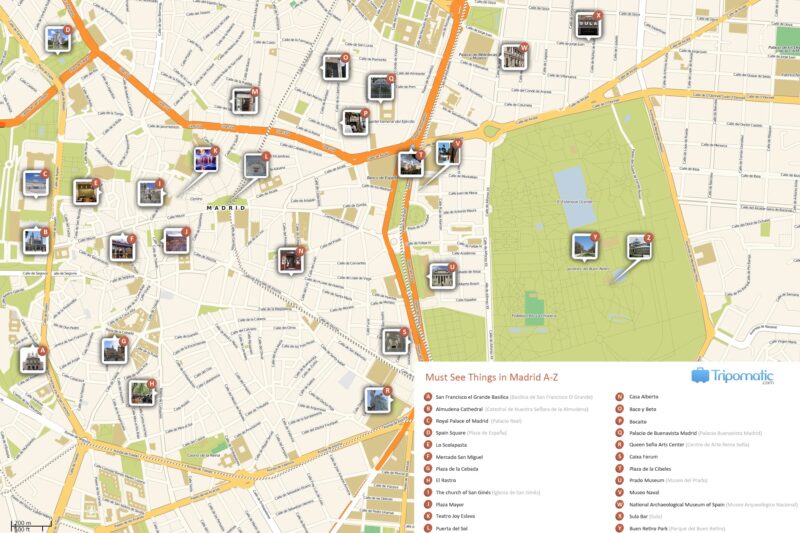 Printable Tourist Map Of Madrid