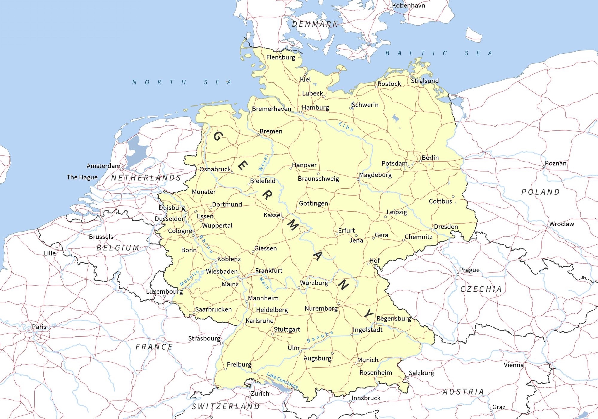 Printable Map Of Germany