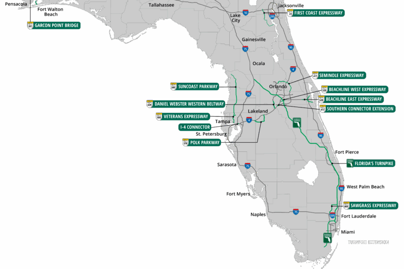 Printable Florida Toll Roads Map
