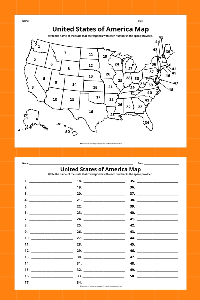 Us Map And Capitals Printable
