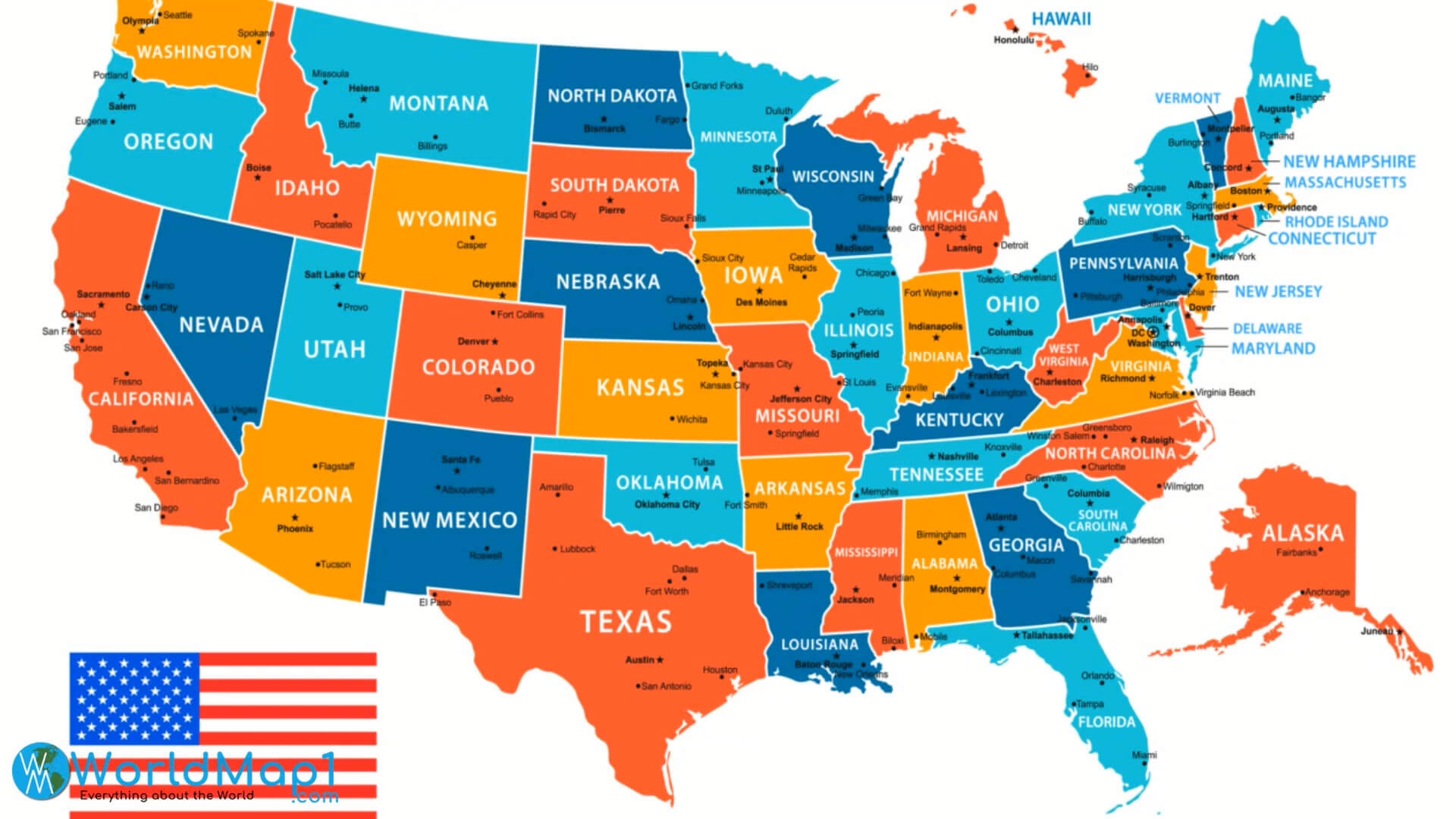 Printable Usa Map With Capitals