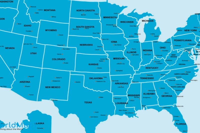 States And Capitals Map Printable