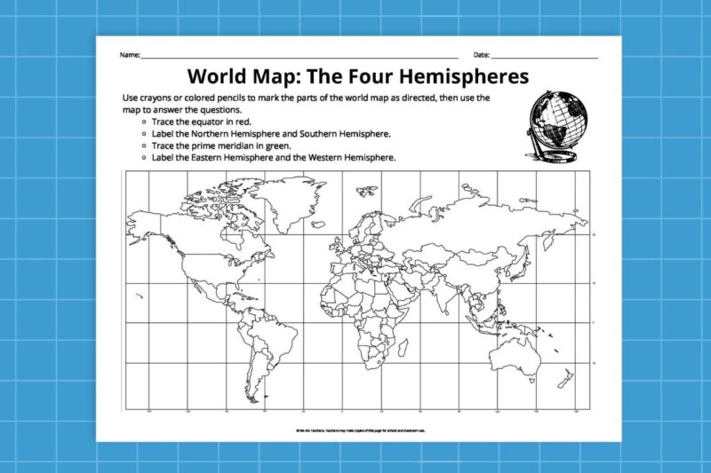 Printable World Map Worksheet