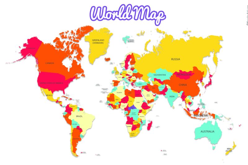 Printable Full Page World Map