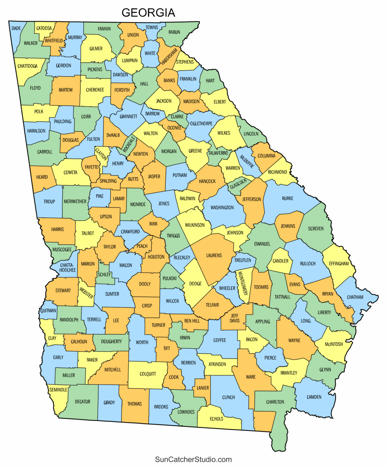 Georgia County Map Printable State Map With County Lines Free Printables Monograms Design Tools Patterns U0026 DIY Projects