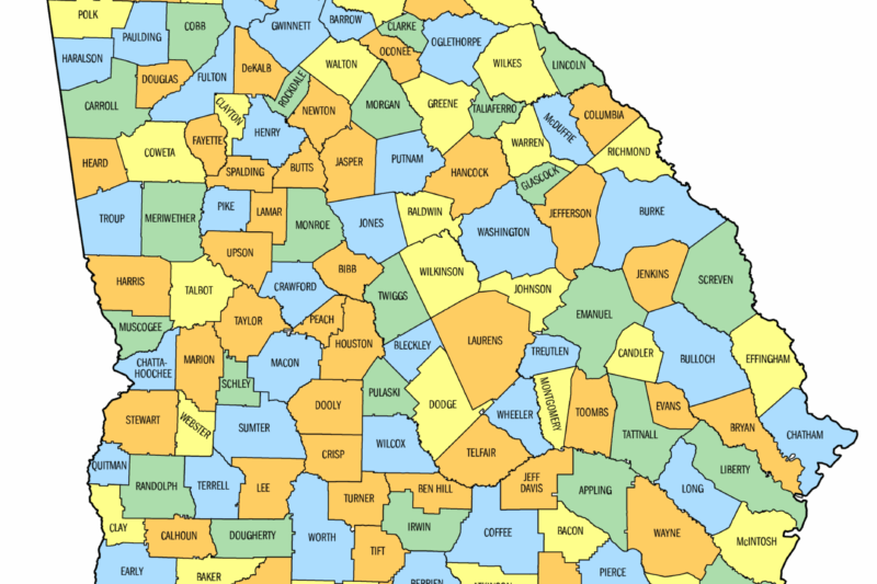 Printable Georgia County Map