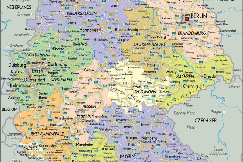 Printable Map Of Germany With Cities