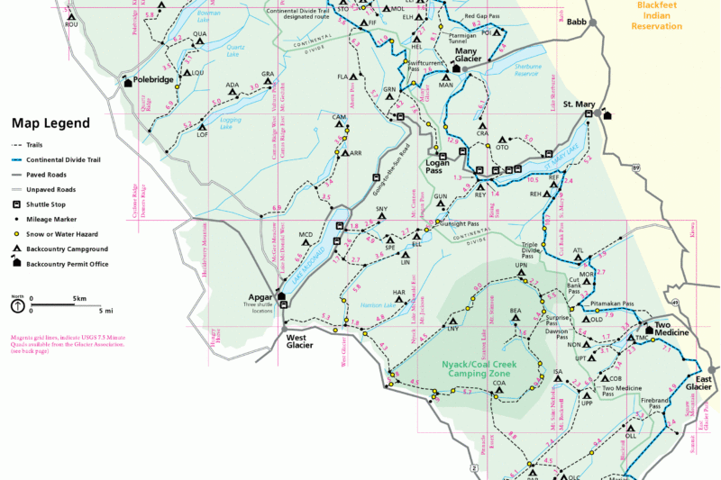 Printable Glacier National Park Map