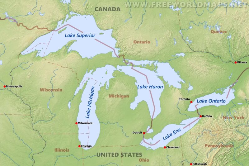 Printable Great Lakes Map