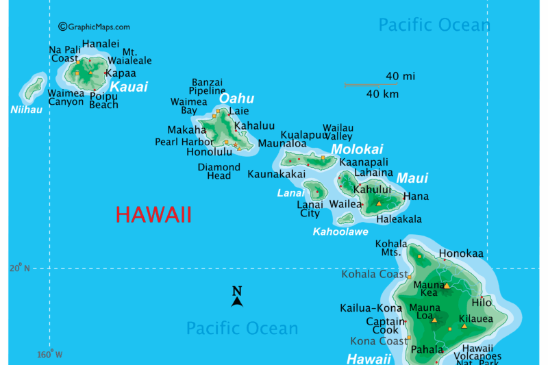 Printable Map Of Hawaiian Islands