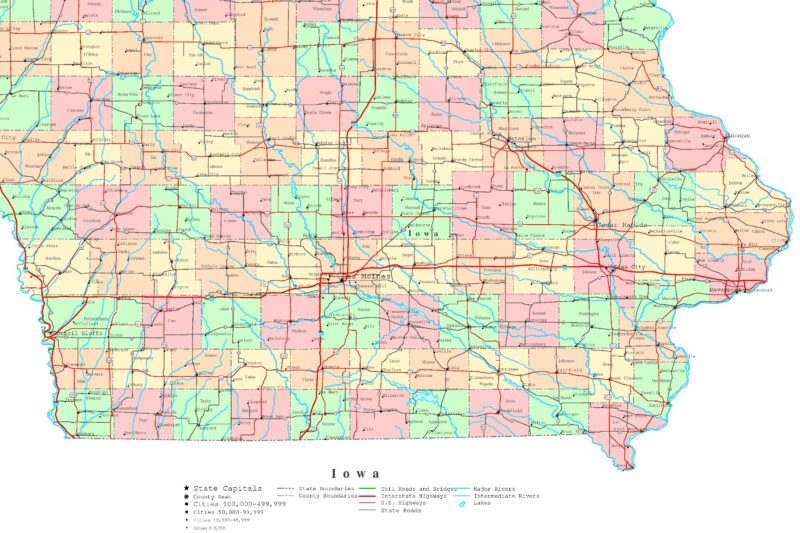 Printable Map Of Iowa