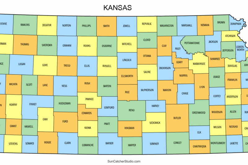 Kansas County Map Printable