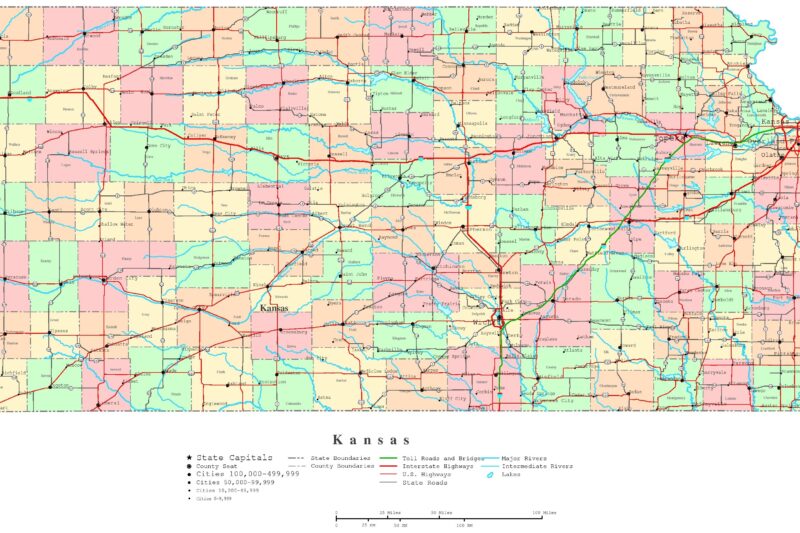 Printable Map Of Kansas