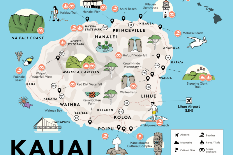Printable Map Of Kauai Hawaii