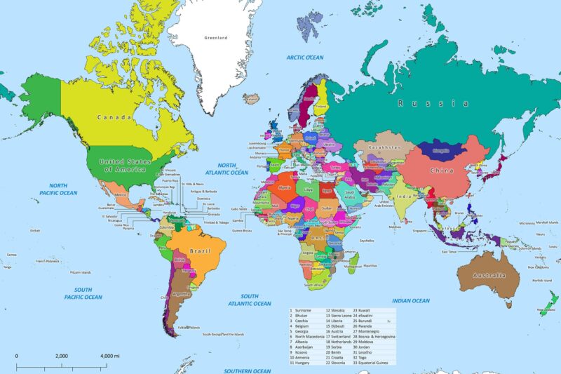 Labeled Map Of The World Printable
