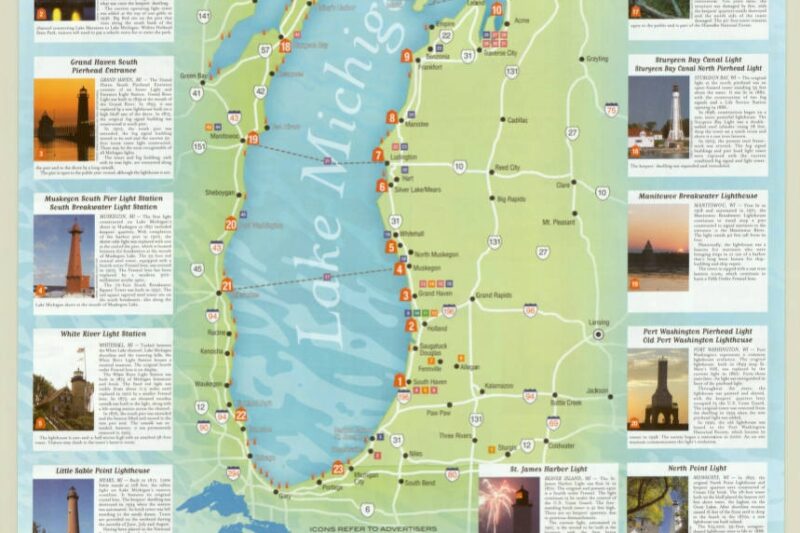 Printable Michigan Lighthouse Map