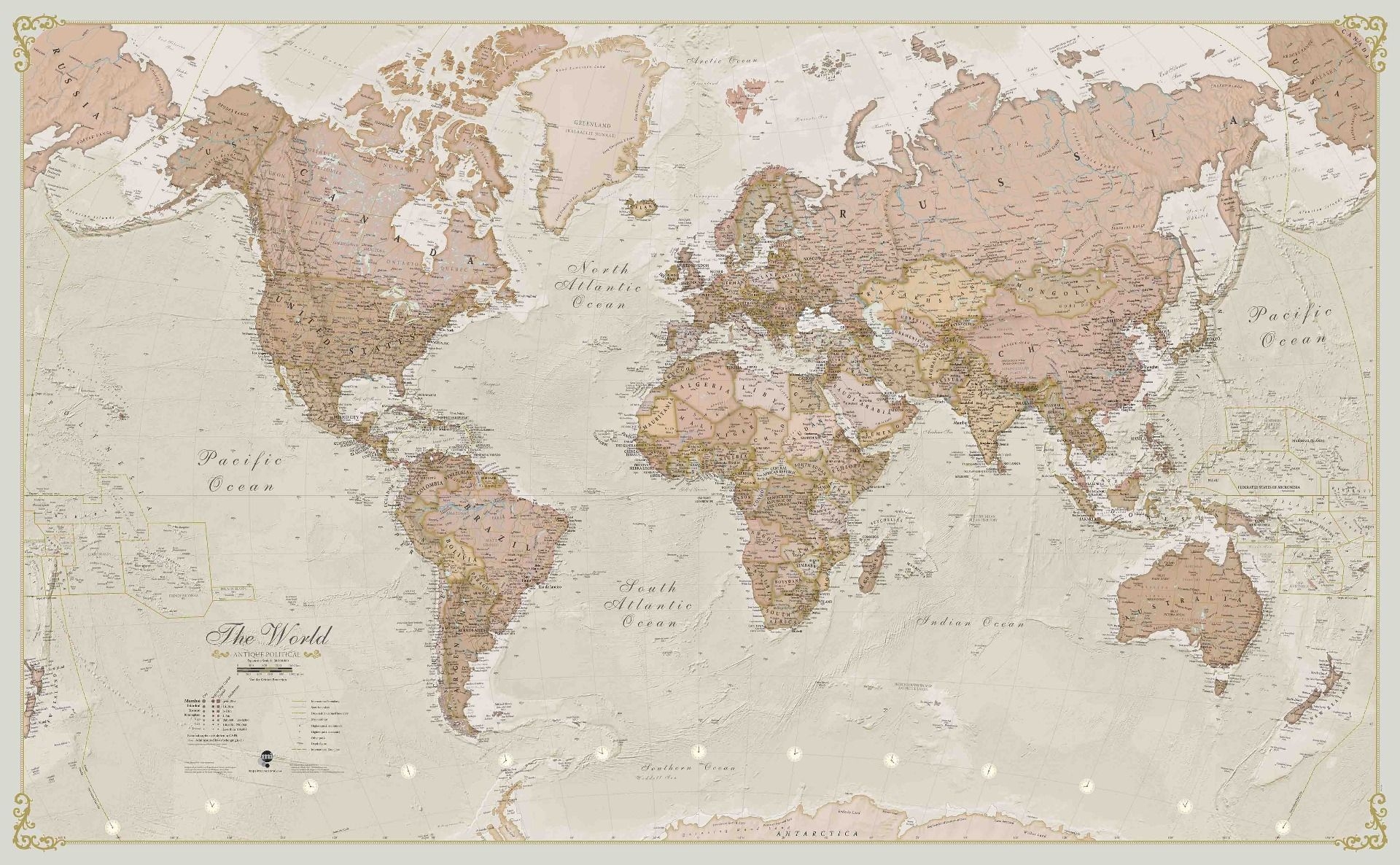 Large Antique World Map Paper 