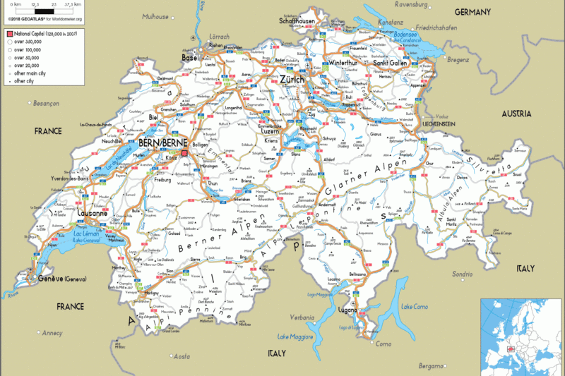 Printable Map Of Switzerland