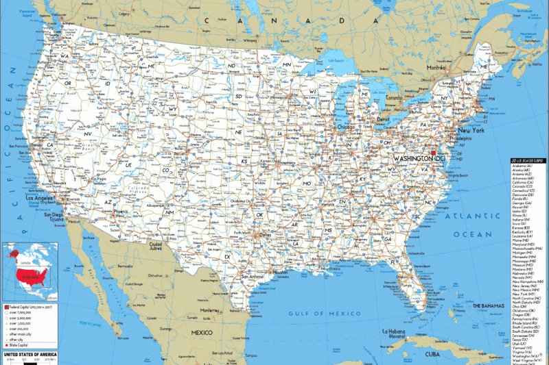 Road Map Of United States Printable