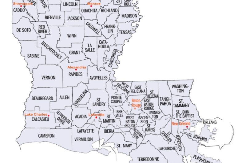 Louisiana Parish Map Printable